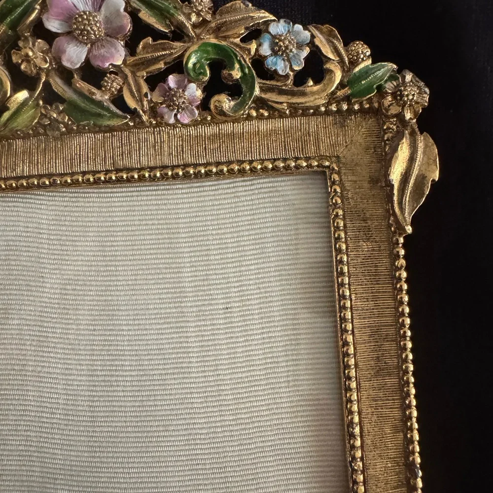 Matson Floral Gold tone Picture Frame hold 4x 3 photo - Picture 2 of 9